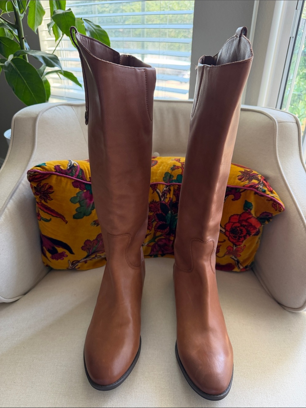 Sam Edelman Penny Leather Riding Boots - Chestnut Brown